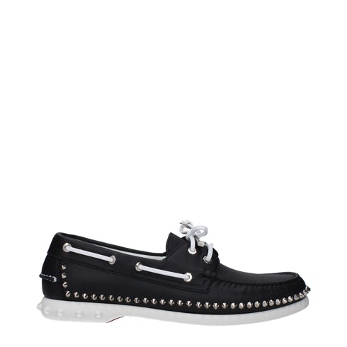 Christian Louboutin Black Leather Slip-On Loafers