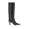 Saint Laurent High Boots Black Leather Cone Heel Knee-High for Women