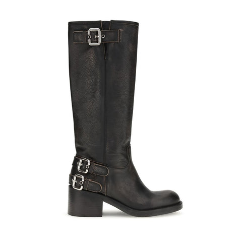Chloé Dakota Biker Boots Black Calf Leather - Women’s