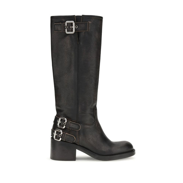 Chloé Dakota Biker Boots Black Calf Leather - Women’s