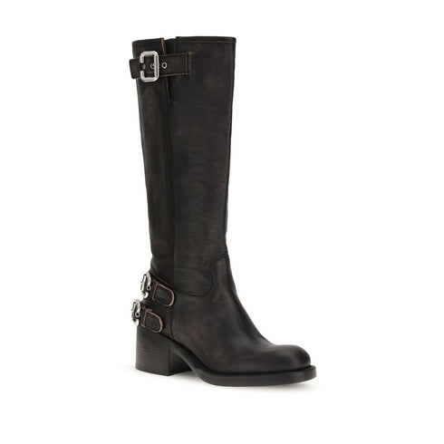 Chloé Dakota Biker Boots Black Calf Leather - Women’s