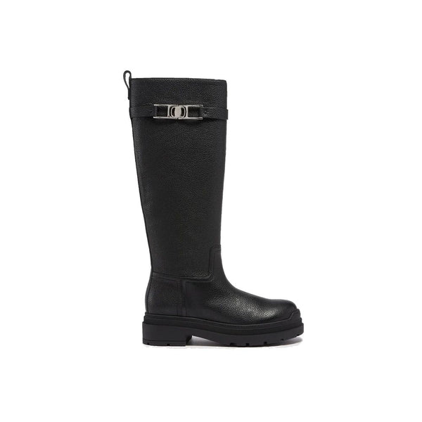 Salvatore Ferragamo Leather Knee-High Boots in Black Calf Leather for Women