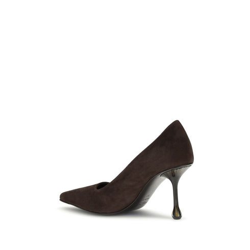 Jimmy Choo Ixia Drop Heel Pumps in Brown Suede Leather - Women’s Pointed Toe Shoes