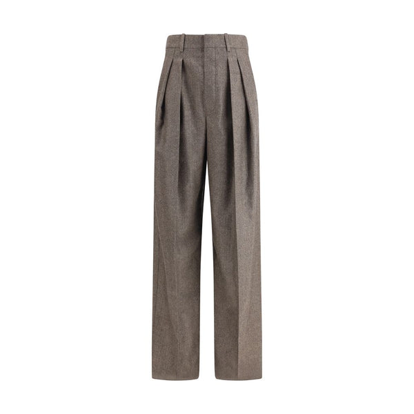 Saint Laurent Wool Herringbone pattern wide leg Pants