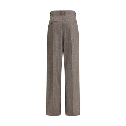 Saint Laurent Wool Herringbone pattern wide leg Pants
