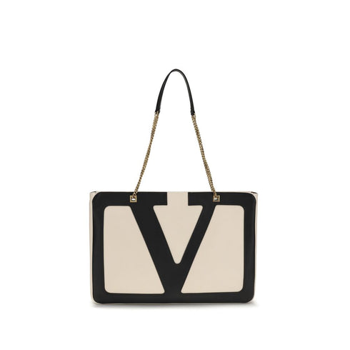 Valentino Garavani Viva Superstar Medium Shoulder Bag in Black and Beige Calf Leather for Women