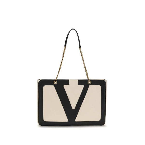 Valentino Garavani Viva Superstar Medium Shoulder Bag in Black and Beige Calf Leather for Women