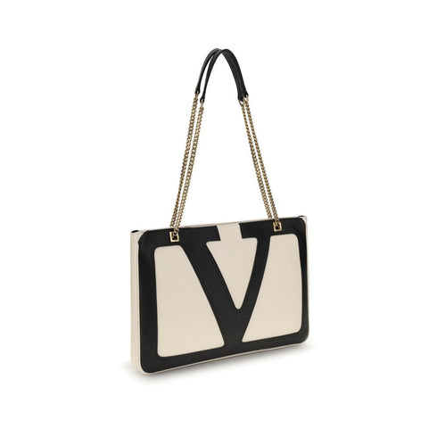 Valentino Garavani Viva Superstar Medium Black/White Nappa Leather Shopping Bag Women