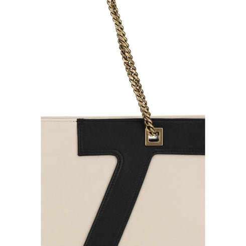 Valentino Garavani Viva Superstar Medium Shoulder Bag in Black and Beige Calf Leather for Women