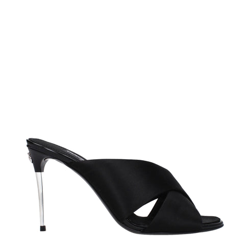 Dolce & Gabbana Black Satin Stiletto Heels Sandals