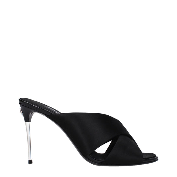 Dolce & Gabbana Black Satin Stiletto Heels Sandals