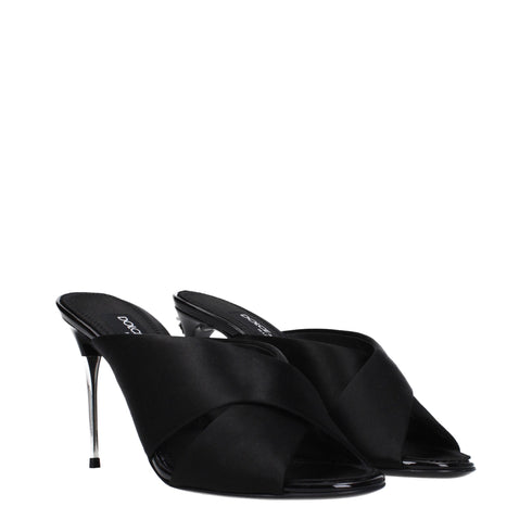 Dolce & Gabbana Black Satin Stiletto Heels Sandals
