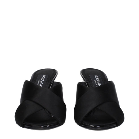 Dolce & Gabbana Black Satin Stiletto Heels Sandals