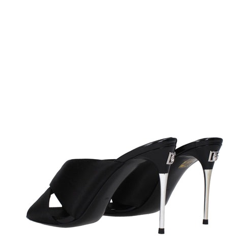 Dolce & Gabbana Black Satin Stiletto Heels Sandals