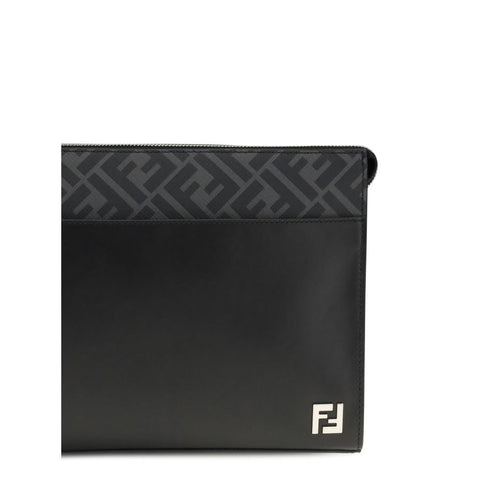Fendi Leather FF canvas Pouch