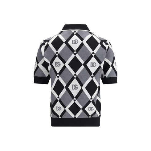 Dolce & Gabbana Diamond knit Polo Sweater