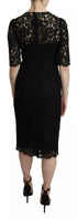 Dolce & Gabbana Black Floral Lace Sheath Knee Length Dress