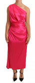 Dolce & Gabbana Pink Sheath Silk Bow Open Shoulder Dress