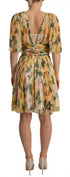 Dolce & Gabbana Yellow Floral Print Pleated Maxi Dress