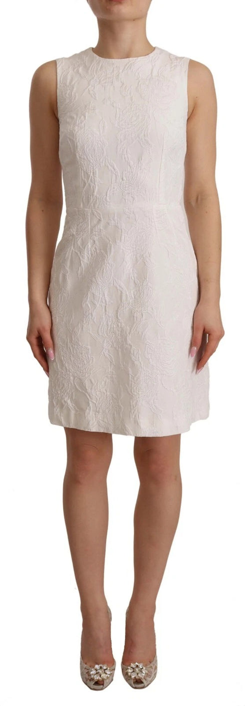 Dolce & Gabbana White Floral Sleeveless Sheath Mini Dress