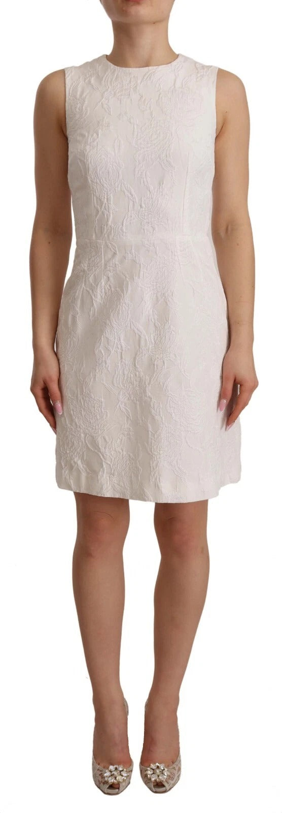 Dolce & Gabbana White Floral Sleeveless Sheath Mini Dress