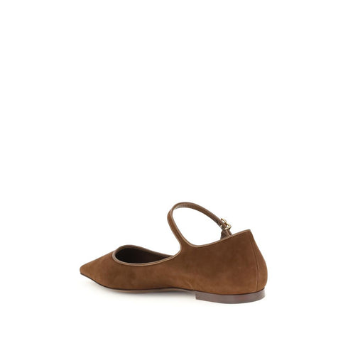 Dolce & Gabbana Women's Brown Suede & Nappa Leather Ballerina Flats – DG Logo Strap