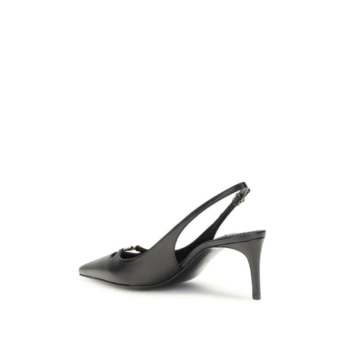 Dolce & Gabbana Lollo Black Leather Slingback Pumps – D&G Logo Heels