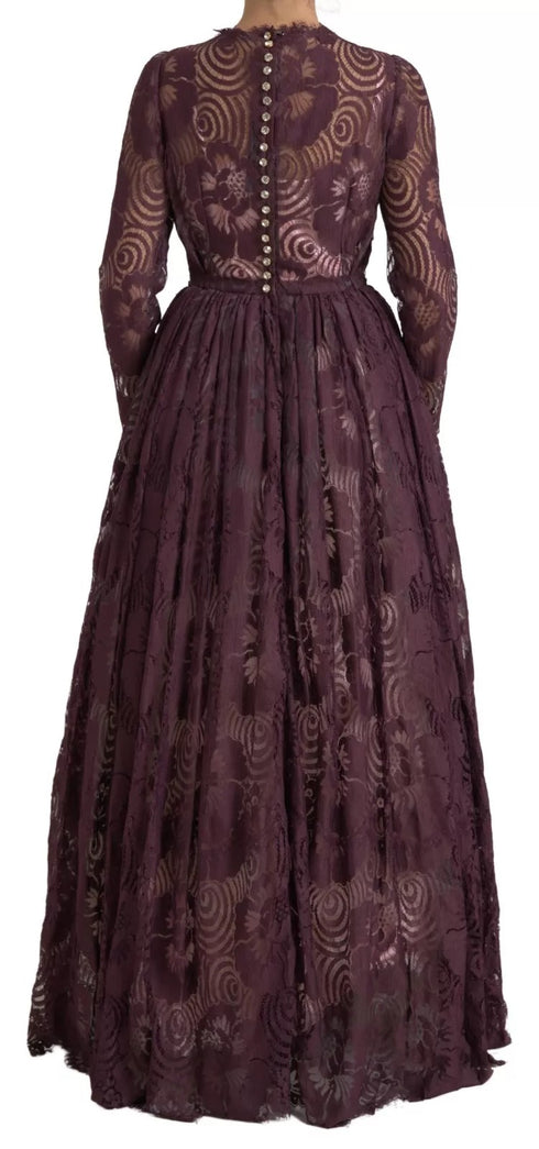 Dolce & Gabbana Purple Viscose Crystal A-Line Gown Dress