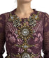 Dolce & Gabbana Purple Viscose Crystal A-Line Gown Dress