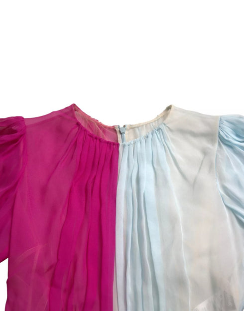 Dolce & Gabbana Light Blue Silk Two Tone Midi Dress