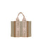 Chloé Woody Beige Linen and Leather Handbag for Women