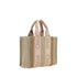 Chloé Woody Beige Linen and Leather Handbag for Women