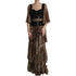 Dolce & Gabbana Leopard Print Silk Sequin Ruffle Maxi Dress