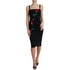 Dolce & Gabbana Black Wool Sleeveless Rose Applique Dress