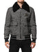Dolce & Gabbana Gray Wool Herringbone Shearling Collar Bomber Jacket
