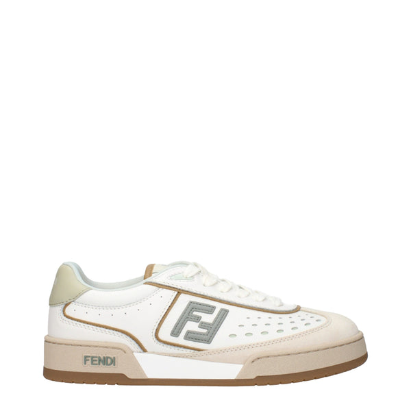 Fendi White Leather Low Tops