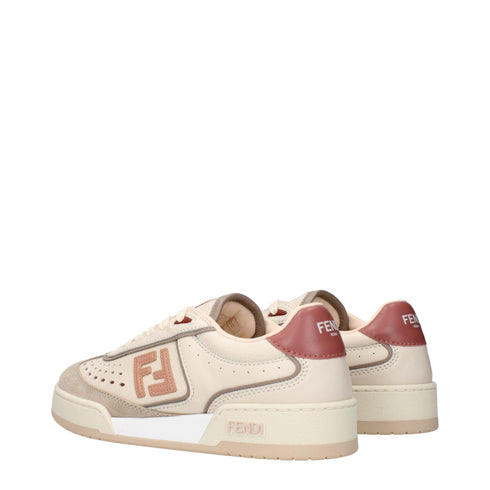 Fendi Beige Leather Low Tops