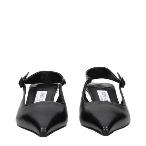 Jimmy Choo Black Leather Flat Sandals