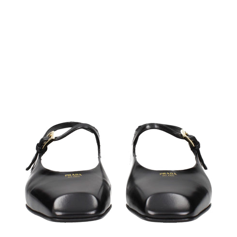 Prada Black Leather Flat Sandals