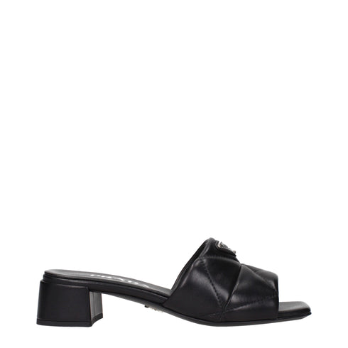 Prada Black Leather Flat Sandals