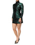 Dolce & Gabbana Black Green Metallic Jacquard Mini Long Dress