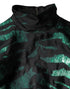 Dolce & Gabbana Black Green Metallic Jacquard Mini Long Dress