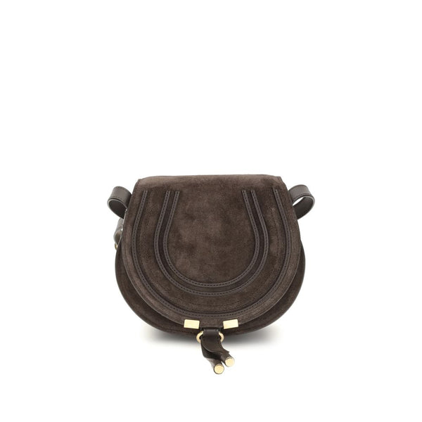 Chloé Marcie Small Shoulder Bag in Dark Brown Suede Calf Leather for Women