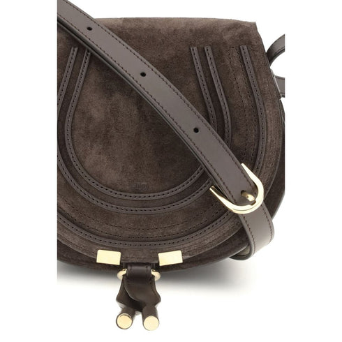 Chloé Marcie Small Shoulder Bag in Dark Brown Suede Calf Leather for Women