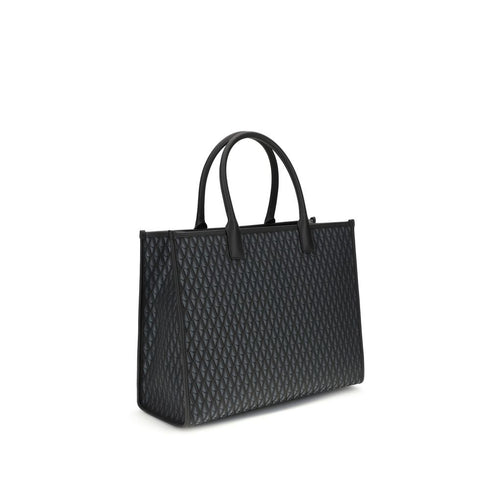 Versace La Medusa Black Tote Bag – V Pattern, Leather Trim – Women’s