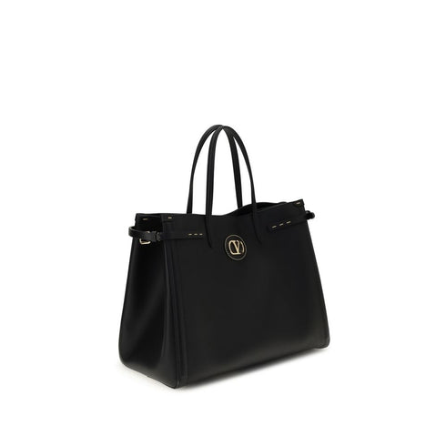 Valentino Garavani Antibes Medium Black Leather Handbag – Calfskin Tote – Women’s