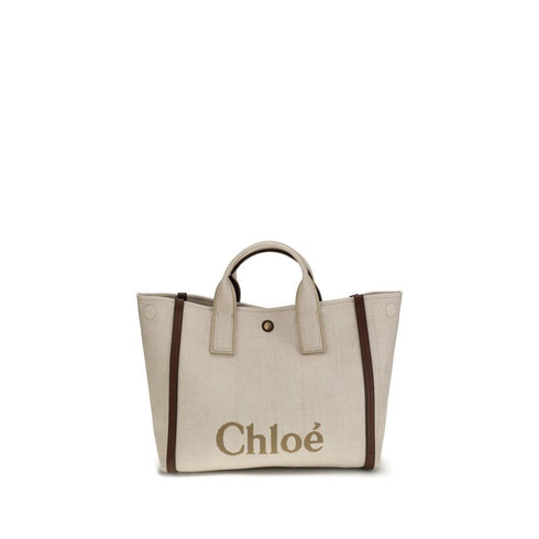 Chloé Carry Medium Canvas Tote Bag – Beige with Brown Trim – Women’s