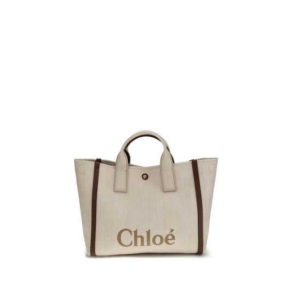 Chloé Carry Medium Canvas Tote Bag – Beige with Brown Trim – Women’s