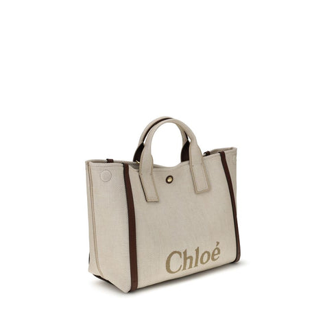 Chloé Carry Medium Canvas Tote Bag – Beige with Brown Trim – Women’s