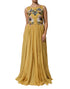Dolce & Gabbana Yellow Silk Floral Embroidered Maxi Dress